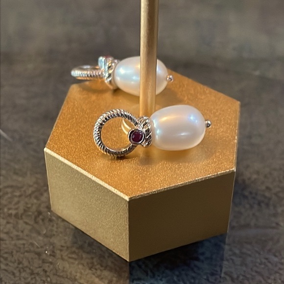 Judith Ripka sterling rope hoop earrings - Picture 7 of 11